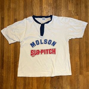 Vintage Molson Canadian Slo Pitch Beer Tee Single stitch B.R.E.W